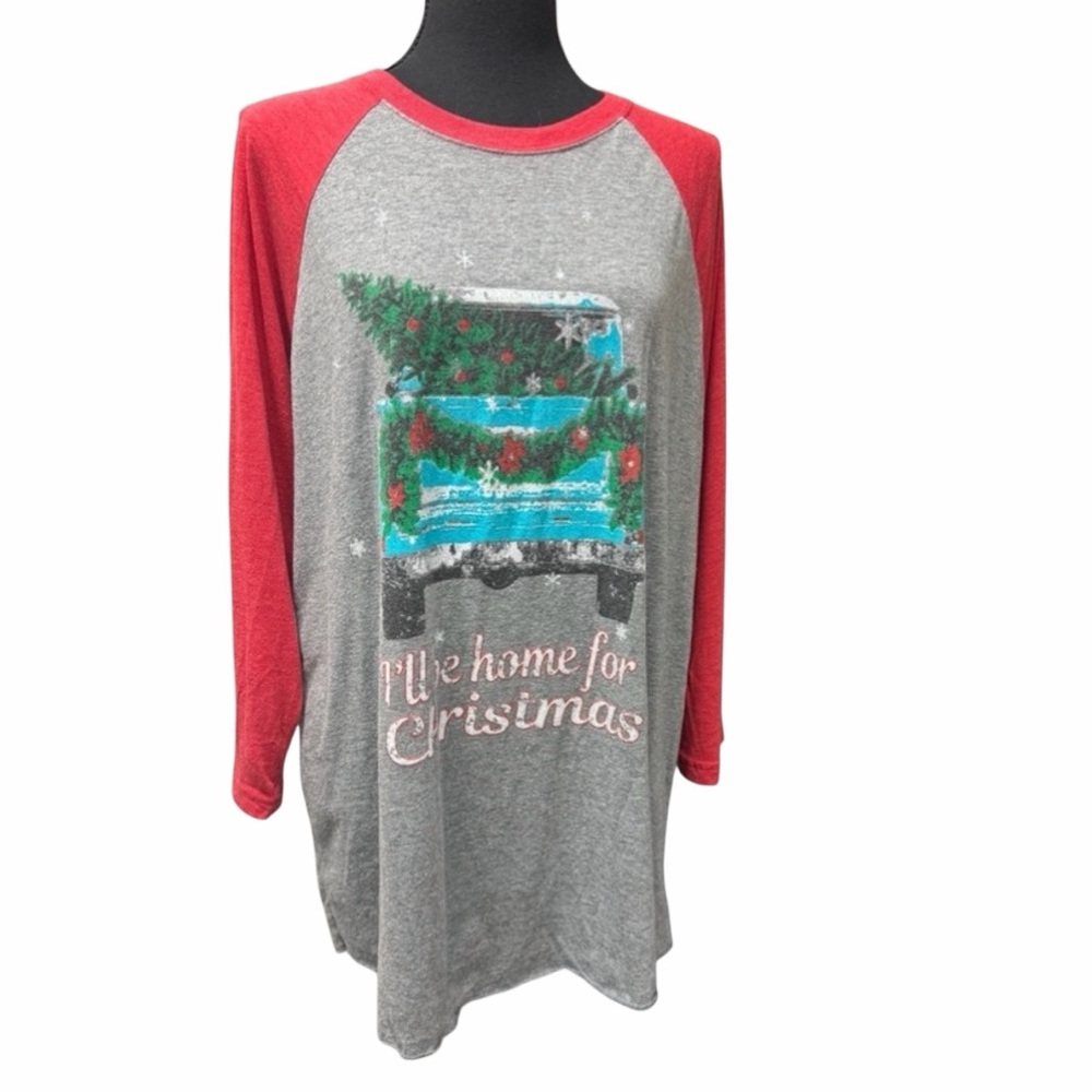 Next Level Apparel Christmas Tee | Cozy Holiday Style Red Gray Size Large